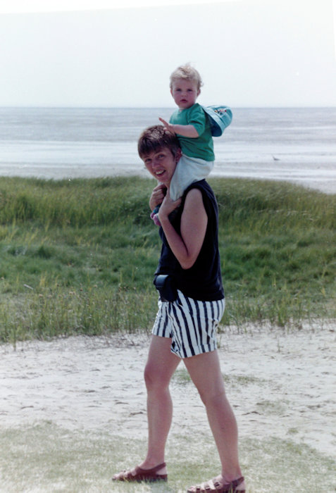 Our first visit to Wadden island Ameland (june 1993) -  Elvin on Rita's shoulders