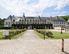 valloires abbey and garden - abbey court with young football player