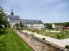 valloires abbey and garden - garden wall and abbey