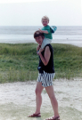 Our first visit to Wadden island Ameland (june 1993) -  Elvin on Rita's shoulders