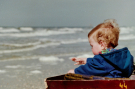 Our first visit to Wadden island Ameland (june 1993) - Elvin looking at the sea