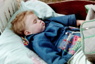 Our first visit to Wadden island Ameland (june 1993) - Elvin fallen asleep