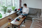 Our first visit to Wadden island Ameland (june 1993) - Elvin amazed by the radio