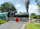 kent & east sussex railway 2008 - train  at crossing leaving for bodiam
