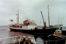 shetland 1989 - lerwick - ship pole star with helicopter