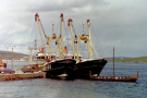shetland 1989 - lerwick - trawlers with viking ship