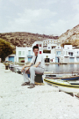 milos 1988 - around adamantas - arie on the pier of fishing village klima