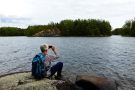 Oravivuori Finland: Rita looking at the island