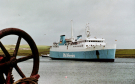 p&o ferries ship turning in stromness bay