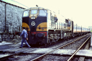 Limerick station man in front of train 1980
