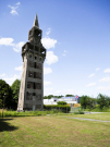 cycling anor to hirson - rotonde de hirson - control spire and supermarket E. Leclerc