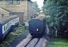 steam railways in britain1979 -  keighley and worth valley railway - train leaving haworth