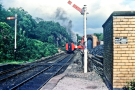 steam railways in britain1979 -  lakeside and haverthwaite railway - red train with saddletank last glimpse